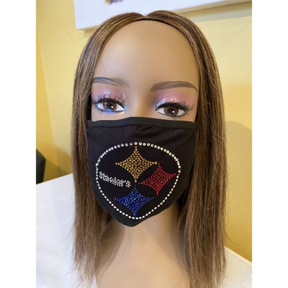 Pittsburgh Steelers Bling Rhinestone Face Mask Front Logo - Picture 6 of 10